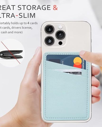 Phone Wallet Stick On, Leather Phone Card Holder, Credit Card Holder for Phone Case - Pink, Blue