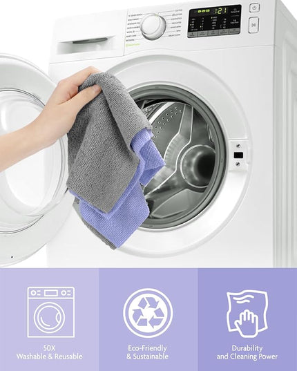 Fantasticlean Microfiber Cleaning Cloth Roll -75 Pack, Tear Away Microfiber Towels, 12" x 12", Reusable, Washable, Scratch Free, Ultra Absorbent Dishcloth for All-Around Cleaning Supplies (Lavender)