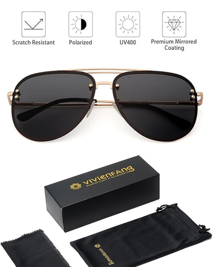 Trendy Oversized Aviator Sunglasses Womens, Retro Cute Big Shades Women's Fashion Sun Glasses UV Protection VF2203