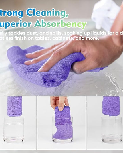 HOMEXCEL Purple Microfiber Cleaning Cloth 12 Pack 12.5 x 12.5 Inch Microfiber Towels for Cars Ultra Absorbent Cleaning Rags Lint Free Cleaning Towels for Household Kitchen, Window Car