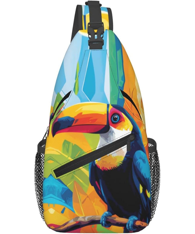 Animal Face Sling Bag Crossbody Bags Chest Bag Backpack for Travel Running and Hiking for Men Women Colorful Parrot 1
