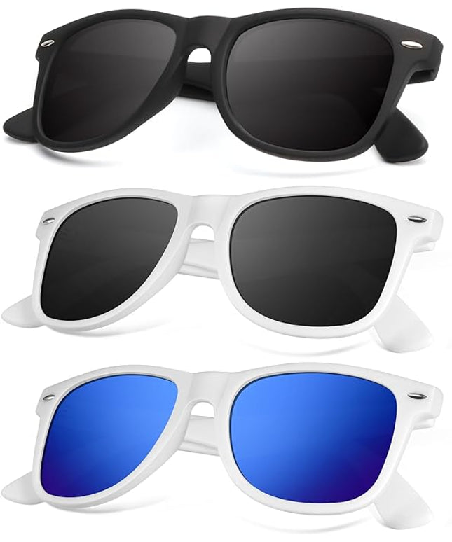 KALIYADI Polarized Sunglasses for Men and Women Matte Finish Sun glasses Color Mirror Lens UV Blocking (3 Pack)