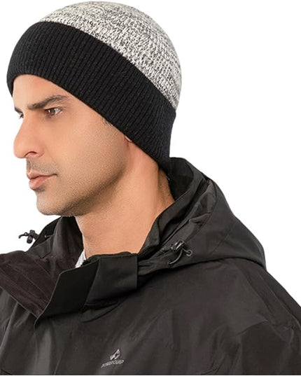 Stylish Wool Knit Short Cuff Fisherman Beanie for Men and Women Patchwork Color Unisex Cap Warm Winter Christmas Hat