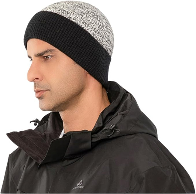 Stylish Wool Knit Short Cuff Fisherman Beanie for Men and Women Patchwork Color Unisex Cap Warm Winter Christmas Hat