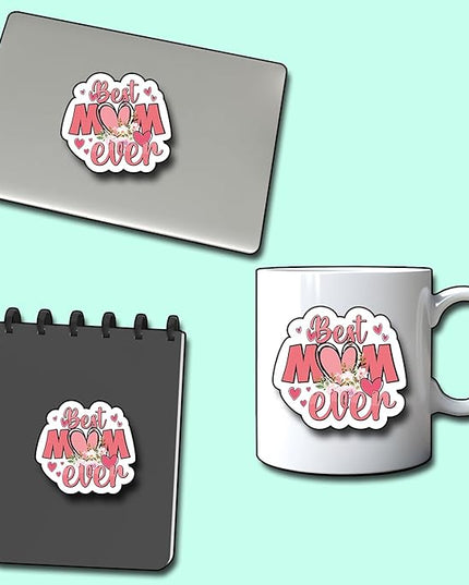 (3Pcs) Best Mom Ever Sticker, Mom Decorate Books Laptop Phone Water Bottles Kindles Stickers Tumbler Sticker Waterproof Vinyl Decorate Sticker 3" Inch