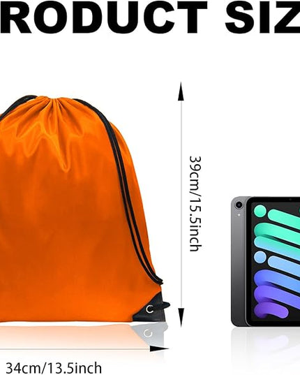 GoodtoU Drawstring Bags, Nylon Backpacks with Drawstring Closure for Sport, Traveling, Team (Orange, 128Pcs)