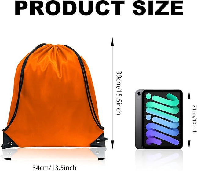 GoodtoU Drawstring Bags, Nylon Gym Bags with Cinch Sack - Drawstring Backpack for Sport, Travel, Team (Orange, 80Pcs)
