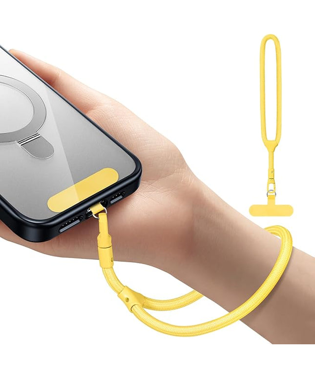 Dadanism Phone Wrist Strap, Universal Adjustable Hand Wrist Strap Lanyard for iPhone 17 and Most Smartphones, Multifunctional Patch Lanyard with Phone Tether Tab for Women and Men, Yellow