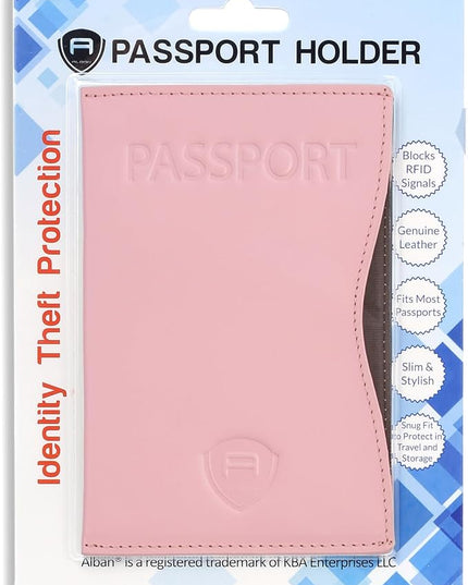 Alban RFID Passport Holder Women Men RFID Blocking Travel Passport Wallet Case Genuine Leather Passport Cover porta pasaporte