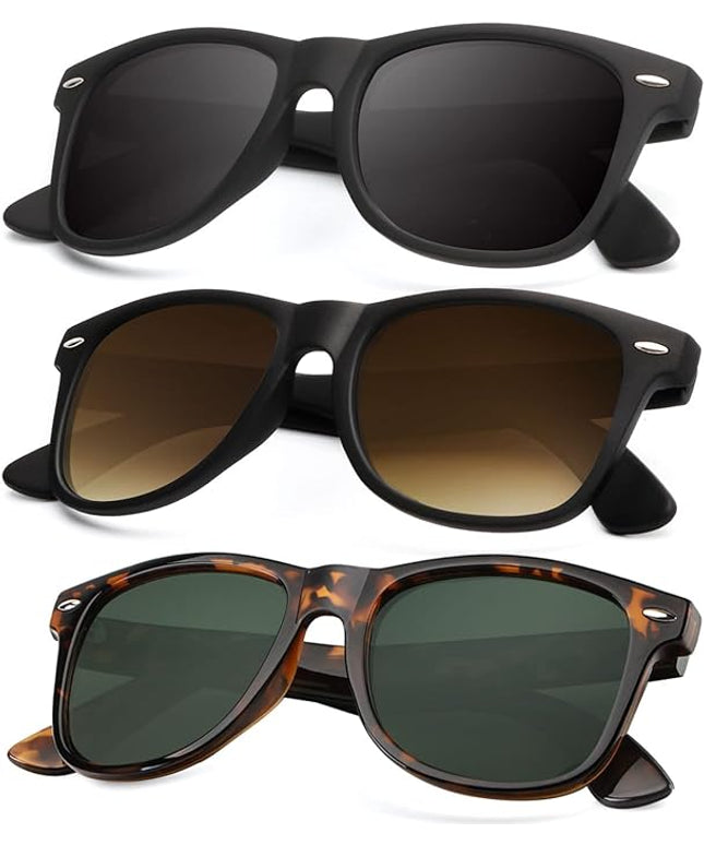 KALIYADI Polarized Sunglasses for Men and Women Matte Finish Sun glasses Color Mirror Lens UV Blocking (3 Pack)