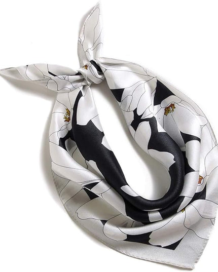 ANDANTINO 100% Real Mulberry Silk Scarf -21'' x 21''- Lightweight Neckerchief –Women Men Small Square Digital Printed Scarves