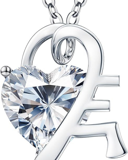 ForeverLove Heart Necklaces for Women, 4-2 Carats Heartshap Moissanite, Silver Pendant Jewelry, Anniversary Birthday Gifts for Wife, Girlfriend, Daughter, Mom