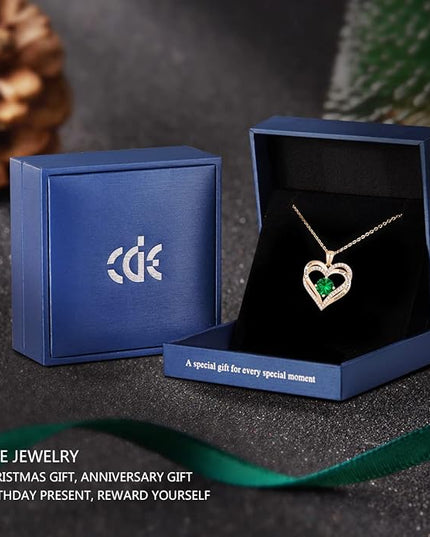 CDE Forever Love Heart Necklaces for Women, Wedding Anniversary, Birthday Mothers Day Christmas Day Gifts for Mom, Mother, Wife, friend, S925 Silver Jewelry with Birthstone Pendant