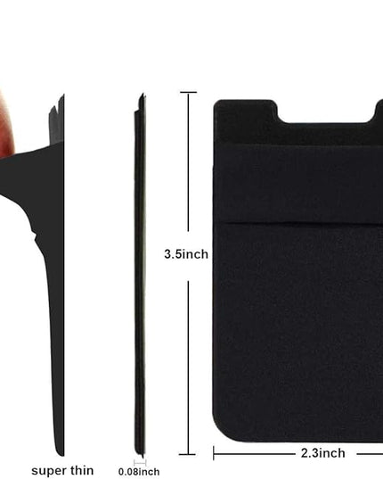 2Pack Adhesive Phone Pocket,Cell Phone Stick On Card Wallet Sleeve,Credit Cards/ID Card Holder(Double Secure) with Sticker for Back of iPhone,Android and All Smartphones-Black&Navy Blue