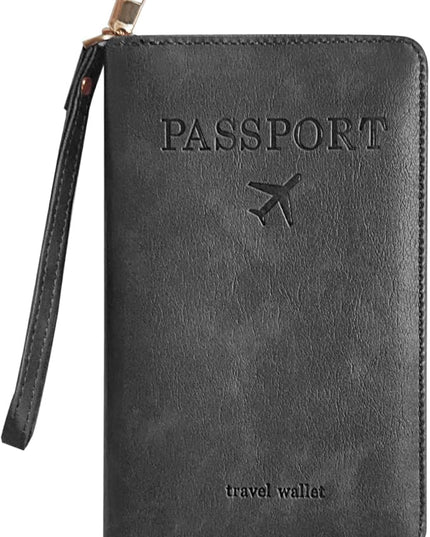Passport Holder for Travel, Passport Holder Cover Wallet for Women Men With Rfid Blocking, PU Passport Book Card Holder Case - Travel Essentials Accessories Grey