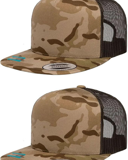 Yupoong 5-Panel YP Classic Trucker Cap | High Profile Flat Visor Snapback | OSFM | Bulk Packs Available