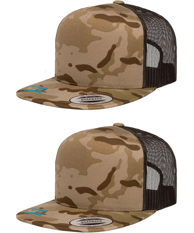 Yupoong 5-Panel YP Classic Trucker Cap | High Profile Flat Visor Snapback | OSFM | Bulk Packs Available