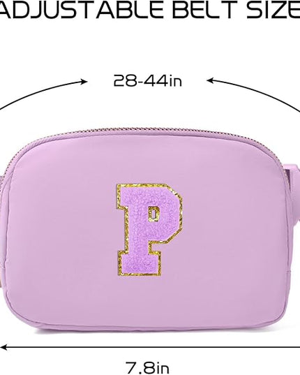 Gitus Gifts for 8 9 10 11 12 Year Old Girls Belt Bag Fanny Pack Crossbody Bags with Initial Letter Patch Cute Stuff Birthday Gifts for Teen Girls Women Personalized Trend Stuff (Lavender-P)