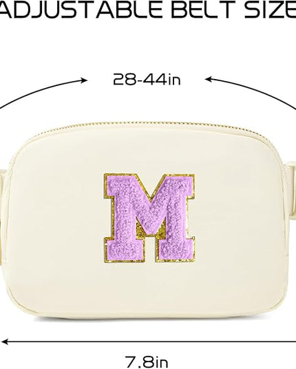 Gitus Gifts for 8 9 10 11 12 Year Old Girls Belt Bag Fanny Pack Crossbody Bags with Initial Letter Patch Cute Stuff Birthday Gifts for Teen Girls Women Personalized Trend Stuff (Ivory-M)