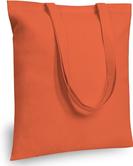 TOPDesign 12-Pack Economical 16"x15" Orange Cotton Tote Bag, Lightweight Medium Reusable Grocery Shopping Cloth Bags, Suitable for DIY, Advertising, Promotion, Gift, Activity