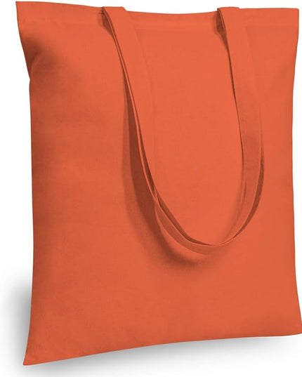 TOPDesign 6-Pack Economical 16"x15" Orange Cotton Tote Bag, Lightweight Medium Reusable Grocery Shopping Cloth Bags, Suitable for DIY, Advertising, Promotion, Gift, Activity