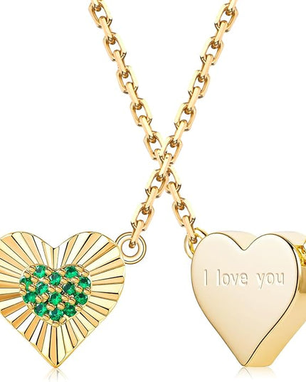 Dainty 14k Gold Heart Necklace, Birthstone Necklace for Women Trendy, Tiny Cubic Zirconia Choker Pendant Necklaces, Cute Love Jewelry Birthday Gifts for Girlfriend Daughter Niece Wife Her