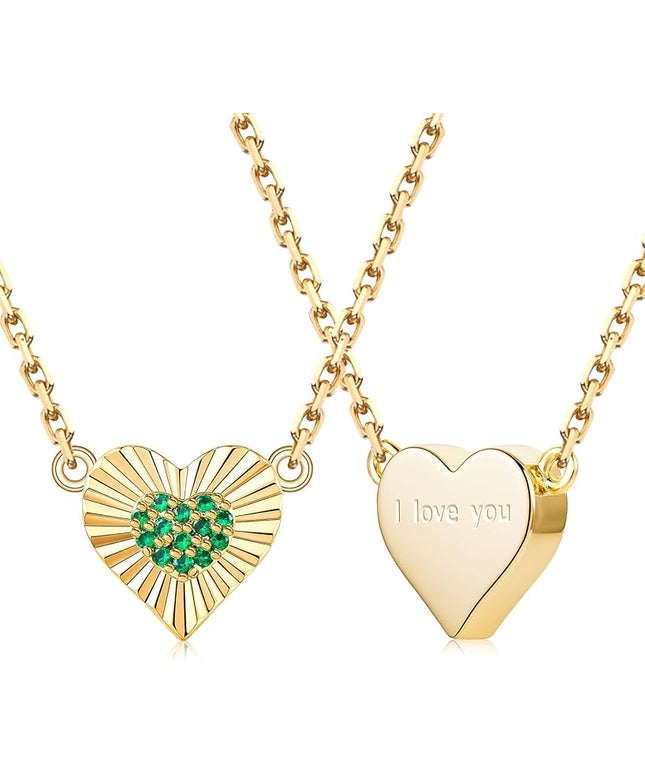 Dainty 14k Gold Heart Necklace, Birthstone Necklace for Women Trendy, Tiny Cubic Zirconia Choker Pendant Necklaces, Cute Love Jewelry Birthday Gifts for Girlfriend Daughter Niece Wife Her