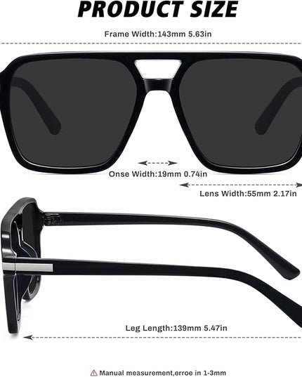 Retro Aviator Sunglasses for Women Men Trendy Classic Square 70s 80s 90s Vintage Shades Double Bridge Aviators FZN813