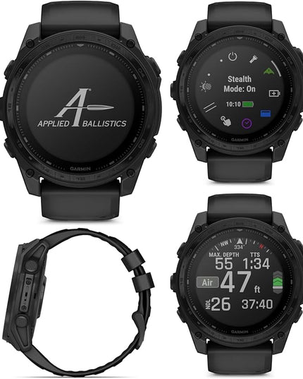 Garmin Tactix 8 51mm Solar Charged Display, Titanium Bezel, Sapphire Lens, Premium Tactical GPS Smartwatch, Includes Applied Ballistics Ultralight Solver, 40M Dive Rating w/Wearable4U PowerBank Bundle