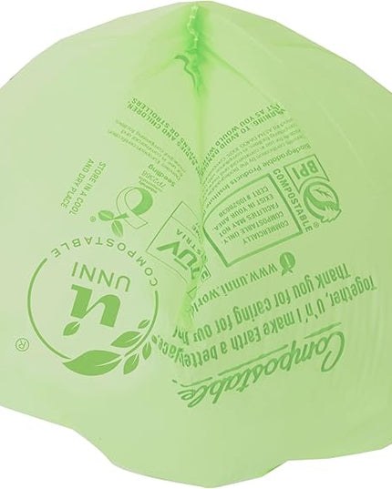UNNI Compostable Trash Bags, 20-23 Gallon / 87 Liter, 30 Count, Extra Thick 1.0 mil Large Bin Liners for Food Scrap, BPI, CMA & OK compost HOME Certified, Meets ASTM D6400