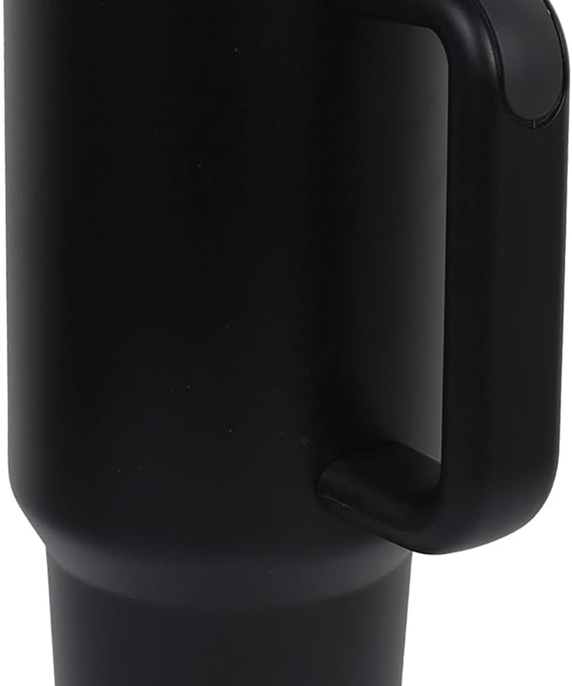 40oz Insulated Tumbler with Handle, Leakproof Straw Lid & Carry Handle - Double Wall Vacuum Insulation Keeps Ice 24 Hours, BPA Free Stainless Steel Water Bottle (Charcoal black)