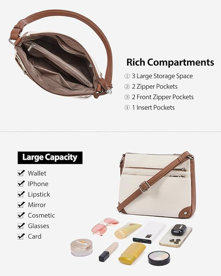 WESTBRONCO Crossbody Bags for Women, Medium Size Shoulder Handbags, Satchel Purse with Multi Zipper Pocket