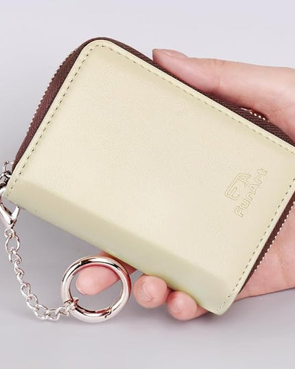 FurArt Zipper Wallet Women, RFID Blocking Credit Card Wallet, Business Card Holder, Compact Size KeyChain Wallet