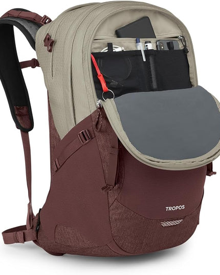 Osprey Tropos Laptop Backpack, Sawdust Tan/Raisin Red