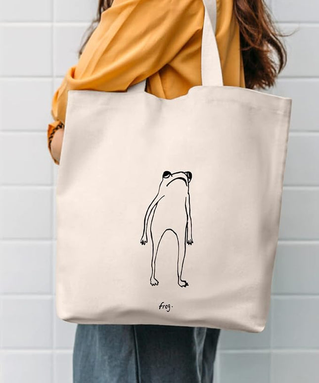 AUSVKAI Canvas Tote Bag Aesthetic for Women, Cute Reusable Cloth Cotton Bags for Shopping Beach Grocery