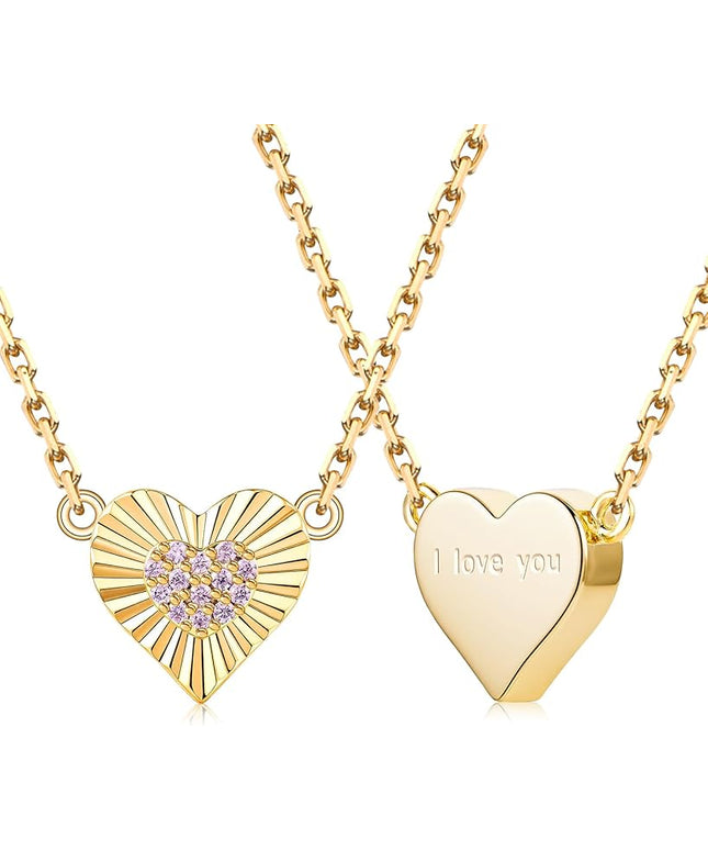 Dainty 14k Gold Heart Necklace, Birthstone Necklace for Women Trendy, Tiny Cubic Zirconia Choker Pendant Necklaces, Cute Love Jewelry Birthday Gifts for Girlfriend Daughter Niece Wife Her