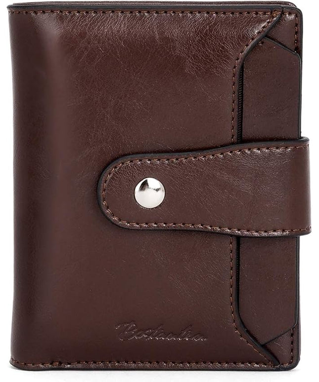 BOSTANTEN Women Leather Wallet RFID Blocking Small Bifold Zipper Pocket Wallet Card Case Purse with ID Window