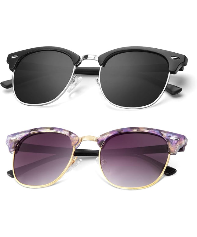 KALIYADI Polarized Sunglasses for Men and Women Semi-Rimless Frame Driving Sun glasses UV Blocking