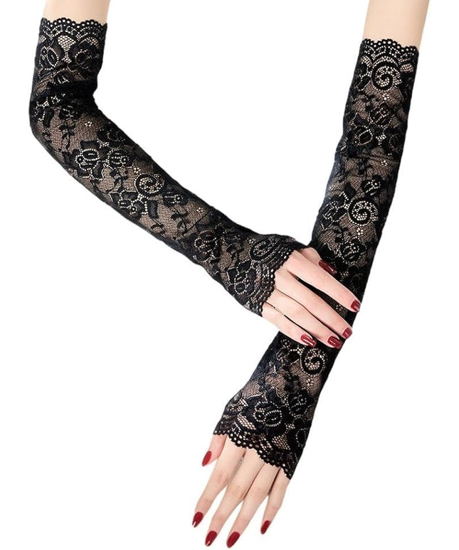 Specell Black Lace Rose Gloves Women