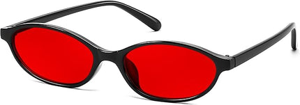 FEISEDY Retro Oval Cat Eye Sunglasses for Women 90s Narrow Lightweight Shades Y2k Trendy Sunnies B0257