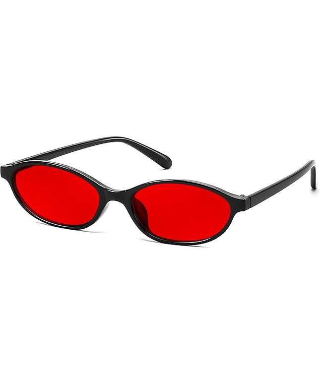 FEISEDY Retro Oval Cat Eye Sunglasses for Women 90s Narrow Lightweight Shades Y2k Trendy Sunnies B0257