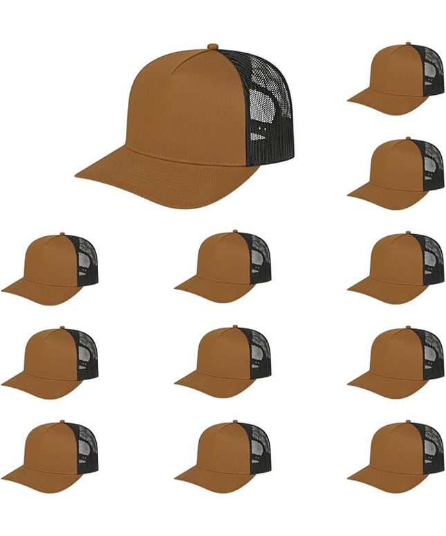 Cap America i3039 Classic 5 Panel Mid Profile Structured Trucker Mesh Back Cap w/ & Adjustable Snapback