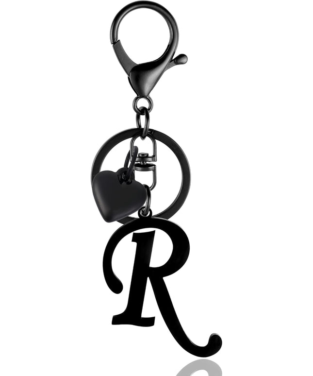 A-Z Heart Initial Letter Keychain, Stainless Steel Alphabet Charm for Handbags, Gift for Women and Girls