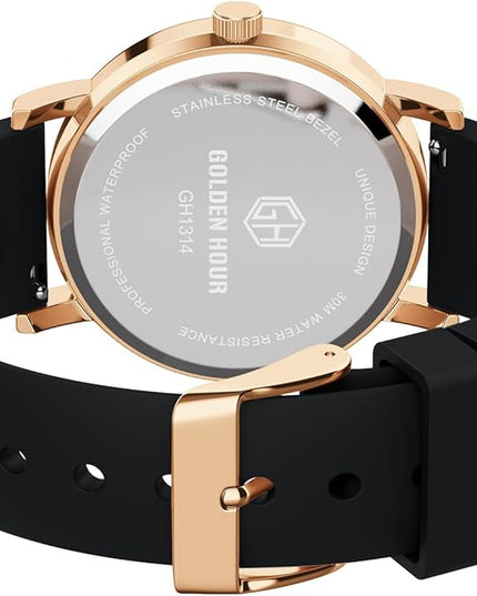 GOLDEN HOUR Waterproof Nurse Watch for Medical Professionals, Students Women Men - Military Time Luminouse Easy Read Dial, 24 Hour with Second Hand, Colorful Silicone Band