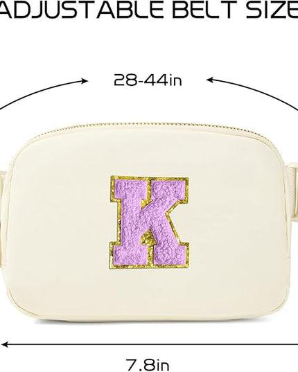 Gitus Gifts for 8 9 10 11 12 Year Old Girls Belt Bag Fanny Pack Crossbody Bags with Initial Letter Patch Cute Stuff Birthday Gifts for Teen Girls Women Personalized Trend Stuff (Ivory-K)