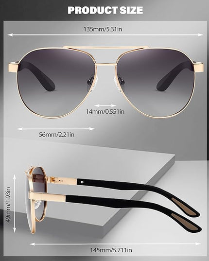 Joopin Polarized Metal Aviation Sunglasses Men, Classic Military Sun Glasses Women, Rectangle Shades UV400 Protection Costume