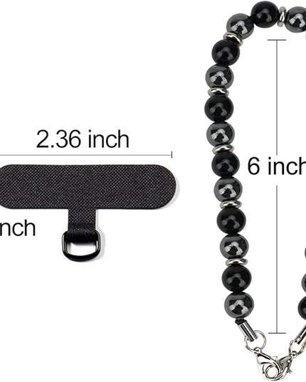 Marble Beaded Phone Wrist Strap, Cellphone Lanyard with Tether Tab, Hands-Free Wristlet Bracelet