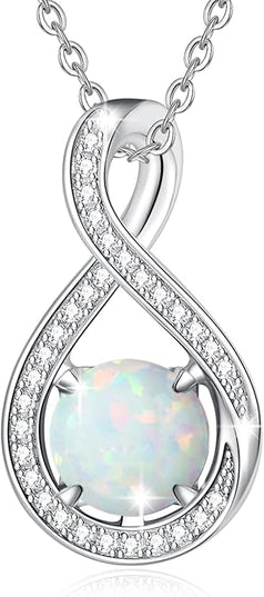 FANCIME Birthstone Necklaces for Women Fine Jewelry Sterling Silver Infinity Pendant Anniversary Birthday Gifts for Her Women Wife Mom Lady Daughter, Chain 16"+2" Extend