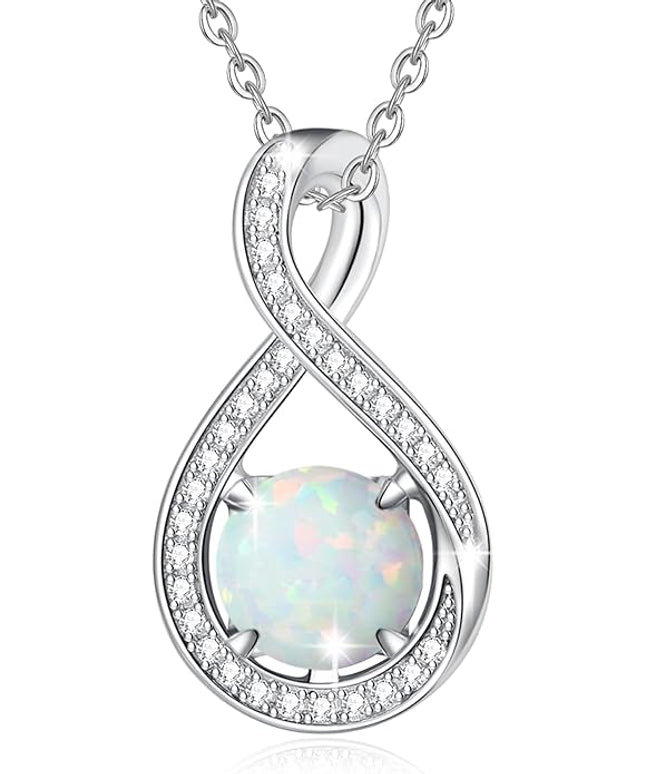 FANCIME Birthstone Necklaces for Women Fine Jewelry Sterling Silver Infinity Pendant Anniversary Birthday Gifts for Her Women Wife Mom Lady Daughter, Chain 16"+2" Extend