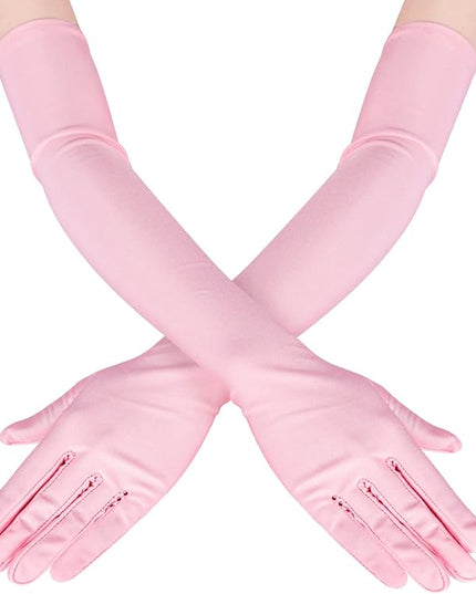 Lansian Long Opera Party Gloves for Women 1920s 20s Satin Gloves Costumes Elbow Length Bridal Evening Dress, 21 inches